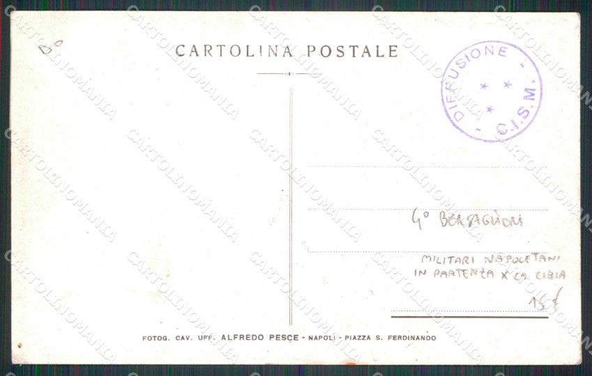 Militari 4° Regg. Bersaglieri Napoletani Partenza Libia Foto cartolina RT4465 – retro