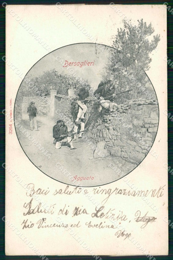 Militari Bersaglieri Agguato Alterocca 3264 cartolina RT4471 – fronte
