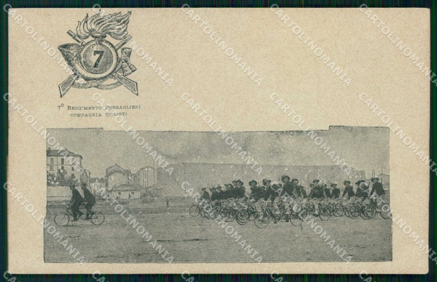 Militari Bersaglieri 7° Reggimento Compagnia Ciclisti cartolina RT4485 – fronte