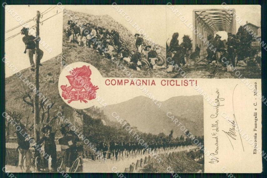 Militari Bersaglieri 12° Reggimento Compagnia Ciclisti cartolina RT4502 – fronte