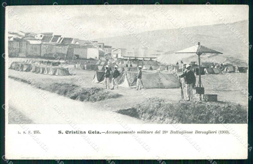 Palermo Santa Cristina Gela Militari Bersaglieri Accampamento cartolina RT4504 – fronte