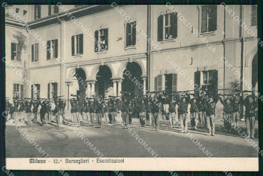 Milano Città Bersaglieri 12° Regg. Esercitazioni Militari cartolina RT4530 – fronte
