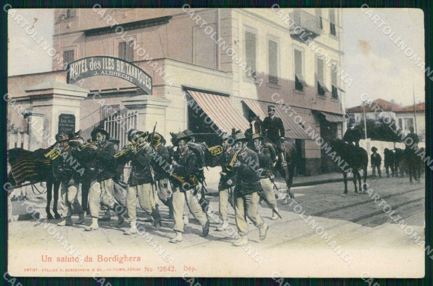 Imperia Bordighera Saluto da Militari Bersaglieri PIEGHINA cartolina RT4531 – fronte