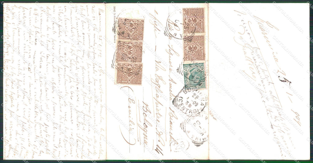 Messina Taormina Veduta con Vulcano Etna Tripla cartolina RT4536 – retro