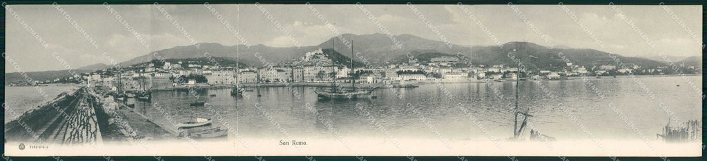 Imperia Sanremo Panorama Barche Brunner 7191 2 3 4 Tripla cartolina RT4542 – fronte