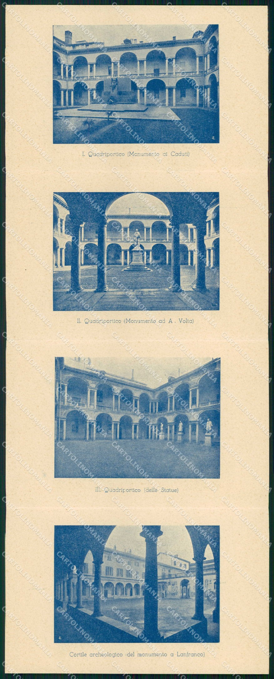 Pavia Città Ricordo di Università Quadrupla cartolina RT4556 – fronte