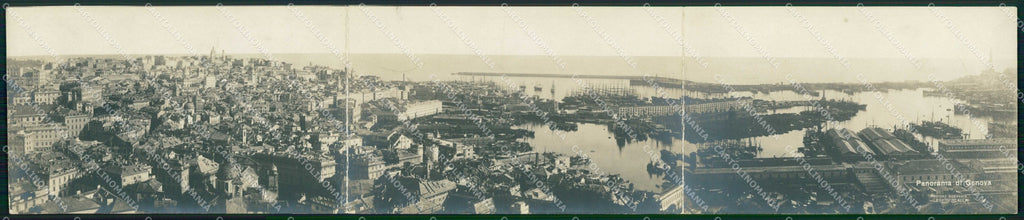 Genova Città Veduta Generale Porto con Barche Tripla Foto cartolina RT4559 – fronte