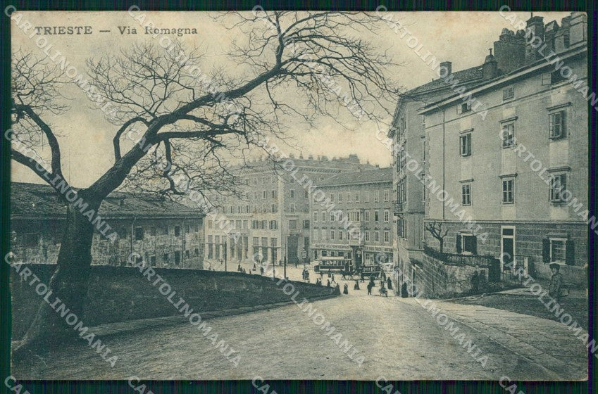 Trieste Città Via Romagna Tram Modiano 8812 cartolina RT4605 – fronte