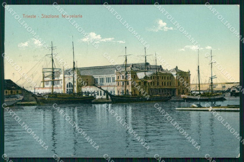 Trieste Città Stazione Ferroviaria Barche Stengel 35294 cartolina RT4625 – fronte