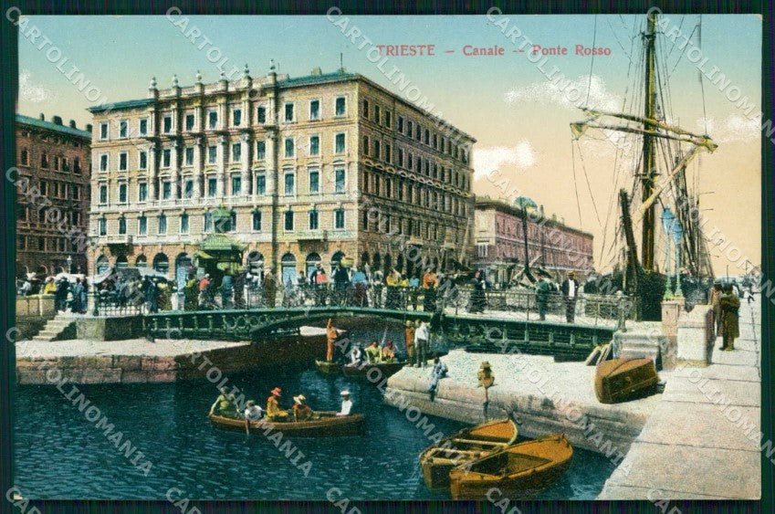Trieste Città Canale Ponte Rosso Barche cartolina RT4632 – fronte