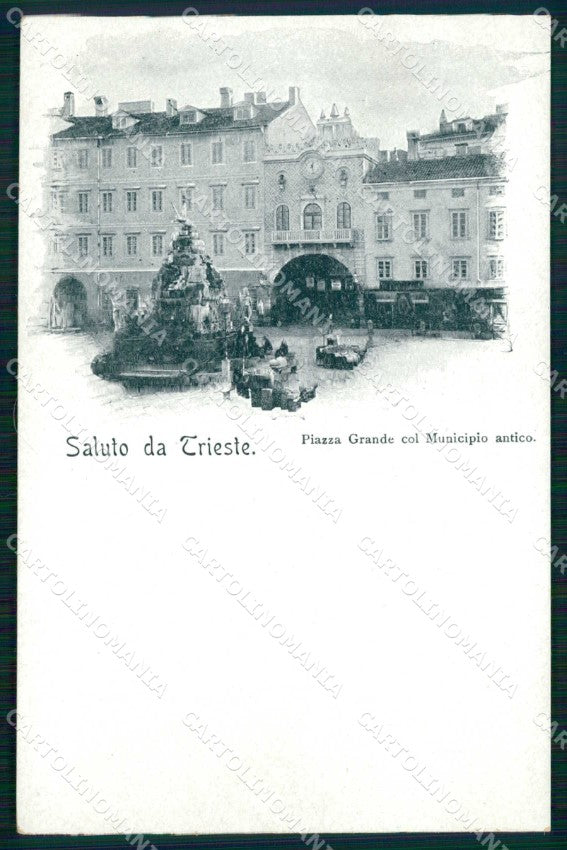 Trieste Città Saluto da Piazza Grande Municipio Antico cartolina RT4633 – fronte