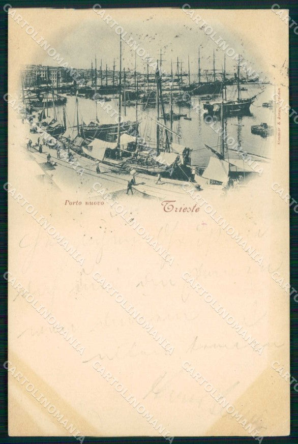 Trieste Città Porto Nuovo Barche PIEGHINA cartolina RT4635 – fronte