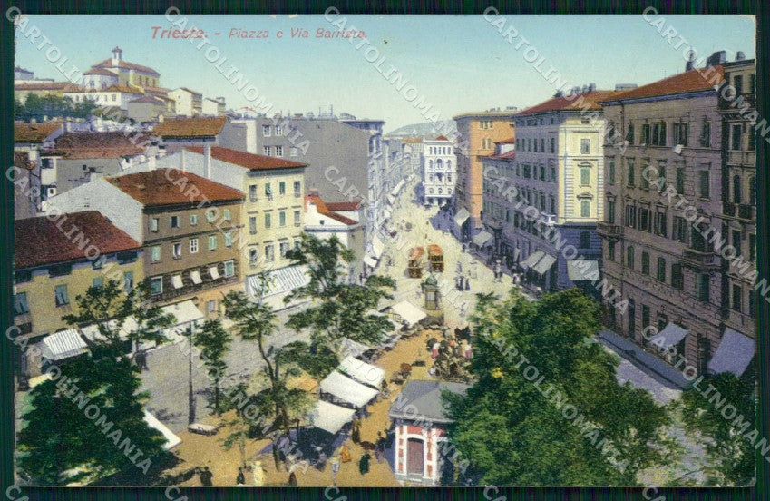 Trieste Città Piazza Via Barriera Mercato Tram cartolina RT4641 – fronte