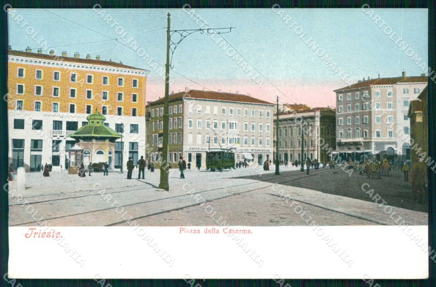 Trieste Città Piazza della Caserma Tram cartolina RT4666 – fronte