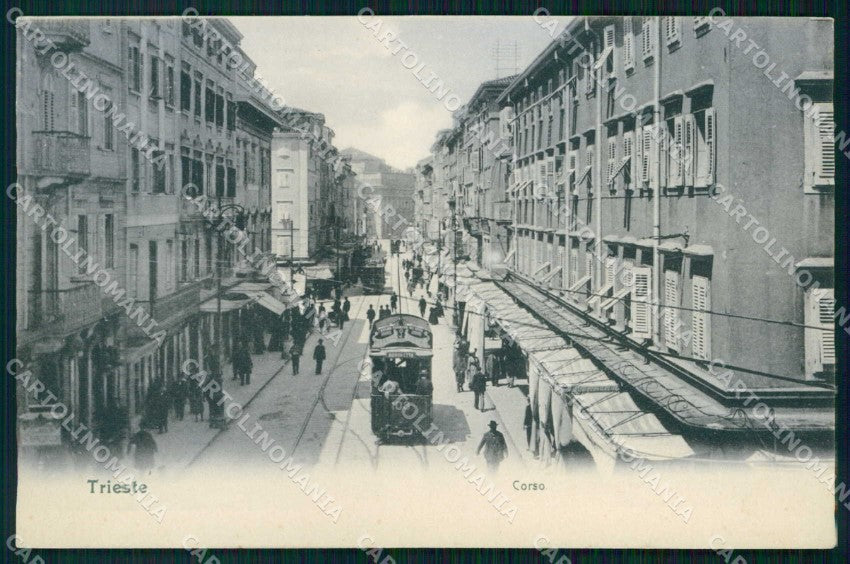 Trieste Città Corso Tram cartolina RT4676 – fronte