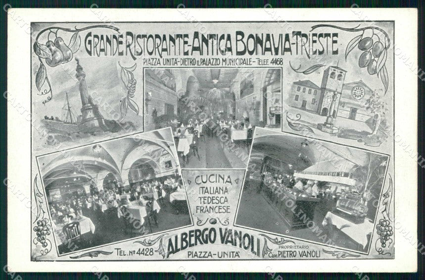 Trieste Città Grande Ristorante Antica Bonavia Commerciale cartolina RT4684 – fronte