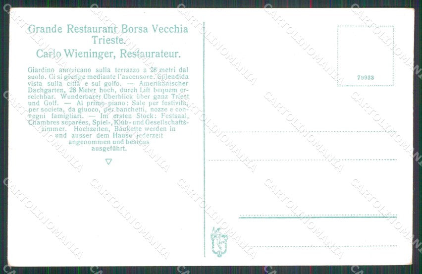 Trieste Città Grande Ristorante Borsa Vecchia cartolina RT4685 – retro
