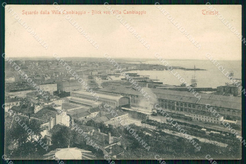 Trieste Città Stazione Treno Barche Stengel 4179 cartolina RT4699 – fronte