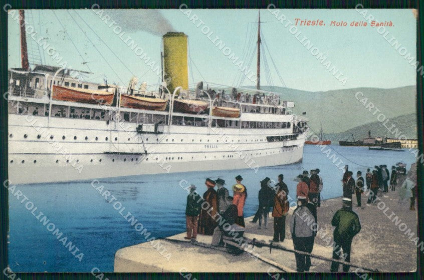 Trieste Città Molo della Sanità Nave cartolina RT4704 – fronte
