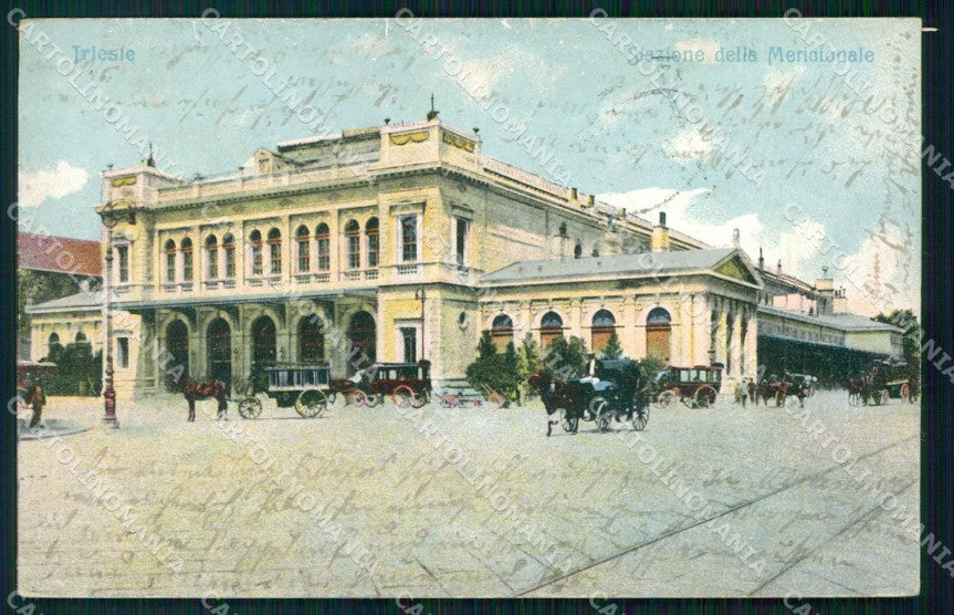 Trieste Città Stazione della Meridionale TRACCE UMIDO ABRASA cartolina RT4709 – fronte