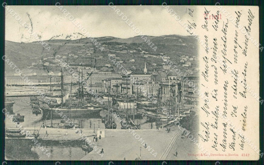 Trieste Città Veduta del Porto Barche Stengel 4142 cartolina RT4723 – fronte