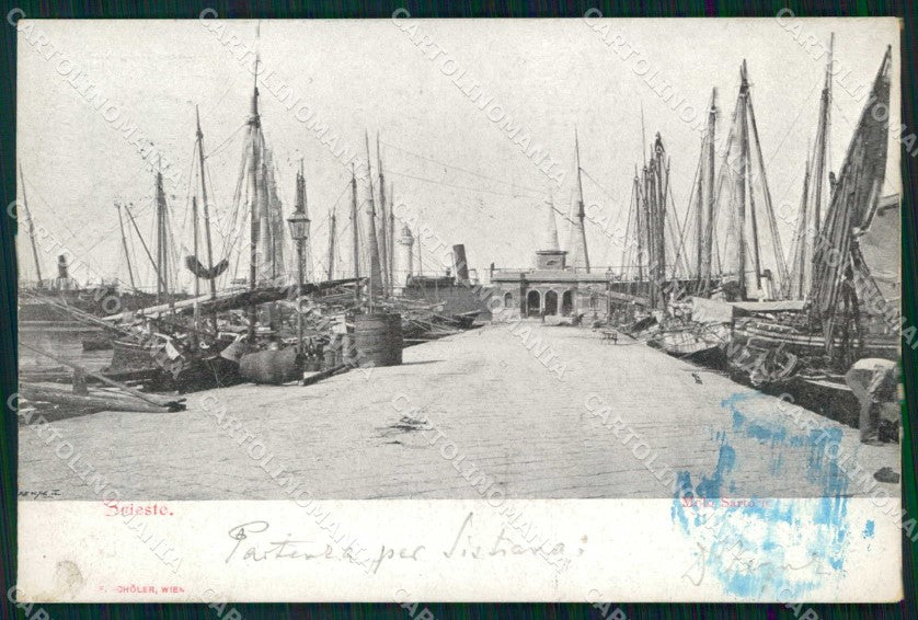Trieste Città Molo Sartorio Barche ABRASA cartolina RT4731 – fronte