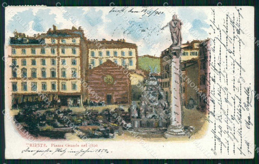 Trieste Città Piazza Grande Secolo Scorso Glitterata cartolina RT4745 – fronte