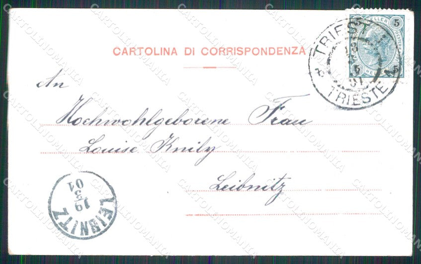 Trieste Città Piazza Grande Secolo Scorso Glitterata cartolina RT4745 – retro