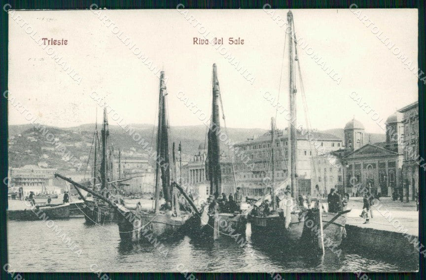 Trieste Città Riva del Sale Barche cartolina RT4753 – fronte