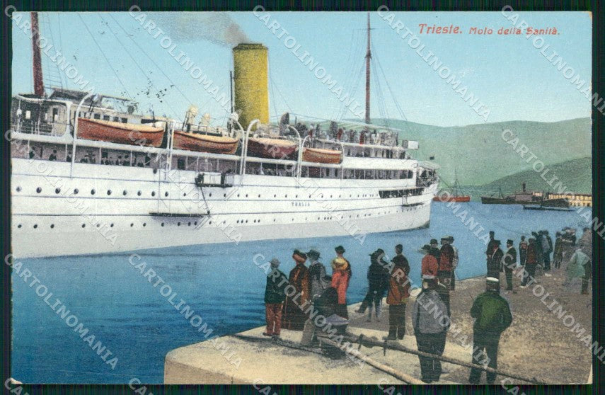 Trieste Città Molo della Sanità Piroscafo cartolina RT4765 – fronte