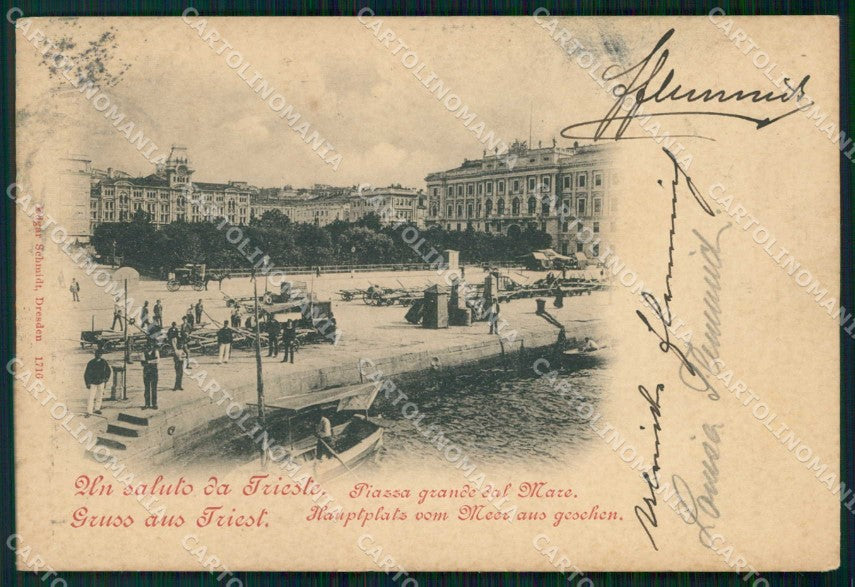 Trieste Città Saluto da Piazza Grande dal Mare cartolina RT4777 – fronte