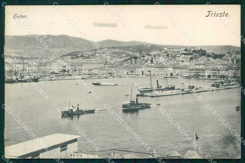 Trieste Città Porto con Barche cartolina RT4783 – fronte
