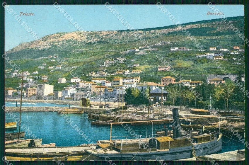 Trieste Città Barcola Porto con Barche cartolina RT4792 – fronte