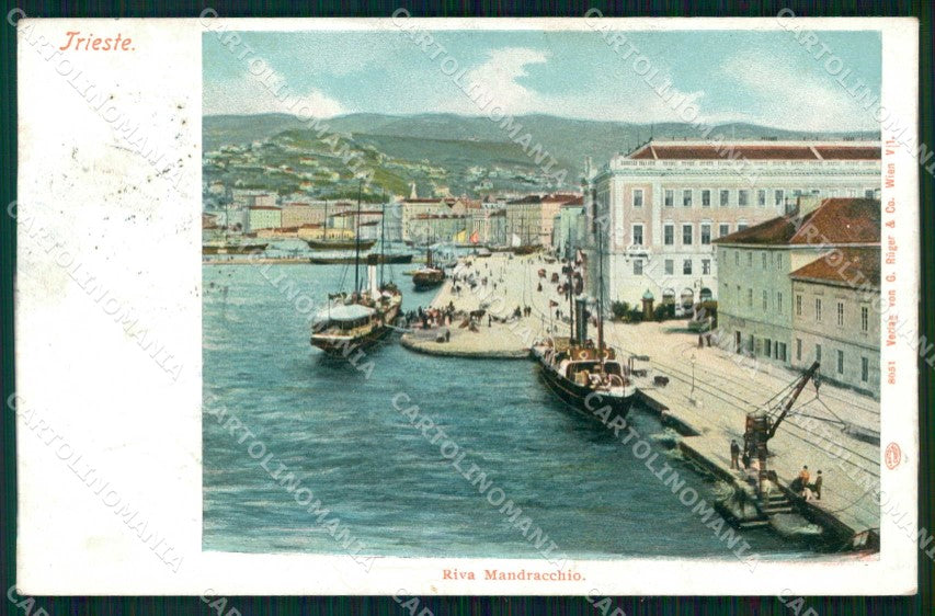 Trieste Città Riva Mandracchio Piroscafi cartolina RT4793 – fronte