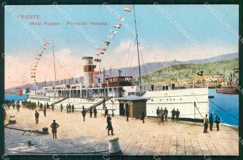 Trieste Città Molo Audace Piroscafo Venezia cartolina RT4794 – fronte