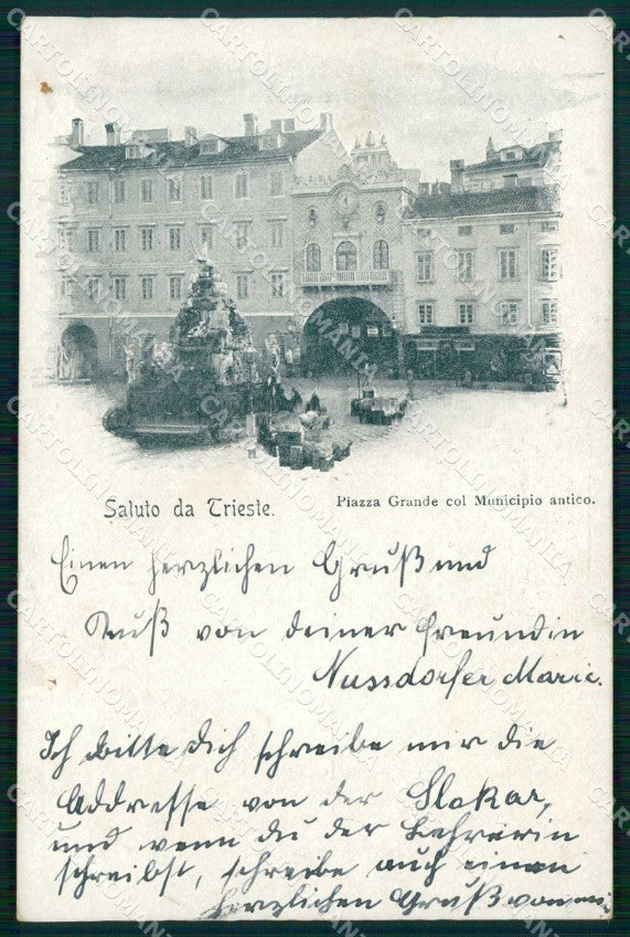 Trieste Città Saluto da Piazza Grande Municipio Antico cartolina RT4798 – fronte