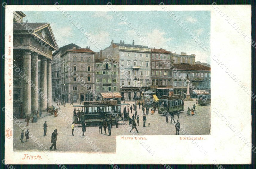 Trieste Città Piazza Borsa Tram cartolina RT4802 – fronte