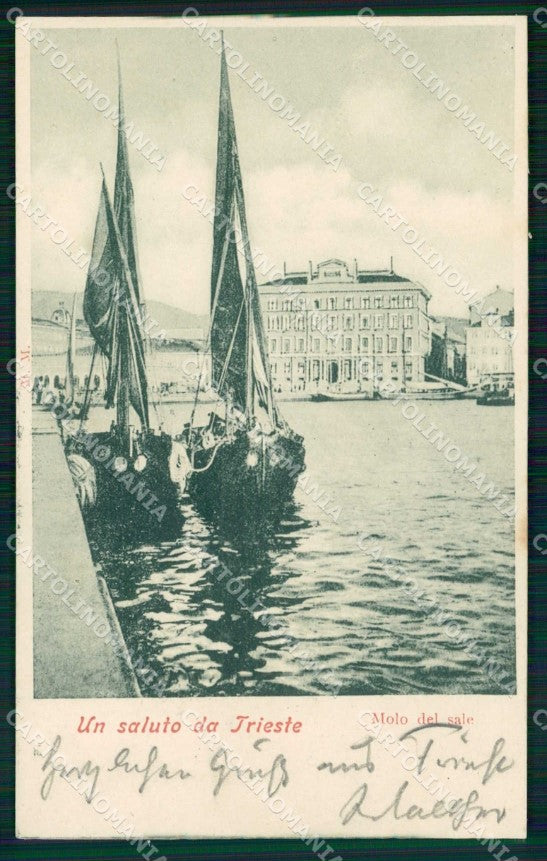 Trieste Città Saluto da Molo del Sale Barche cartolina RT4821 – fronte