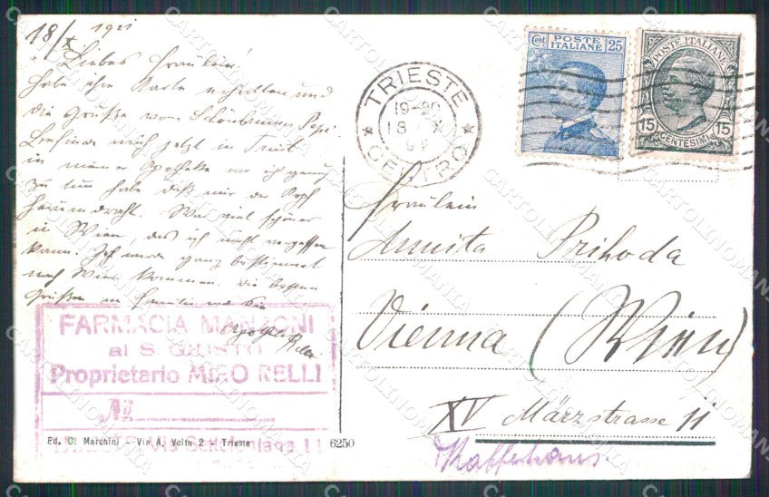 Trieste Città Piazza Vittorio Veneto Palazzo Poste Telegrafi cartolina RT4849 – retro
