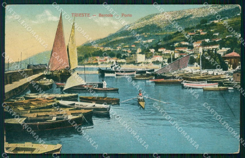 Trieste Città Barcola Porto con Barche cartolina RT4852 – fronte