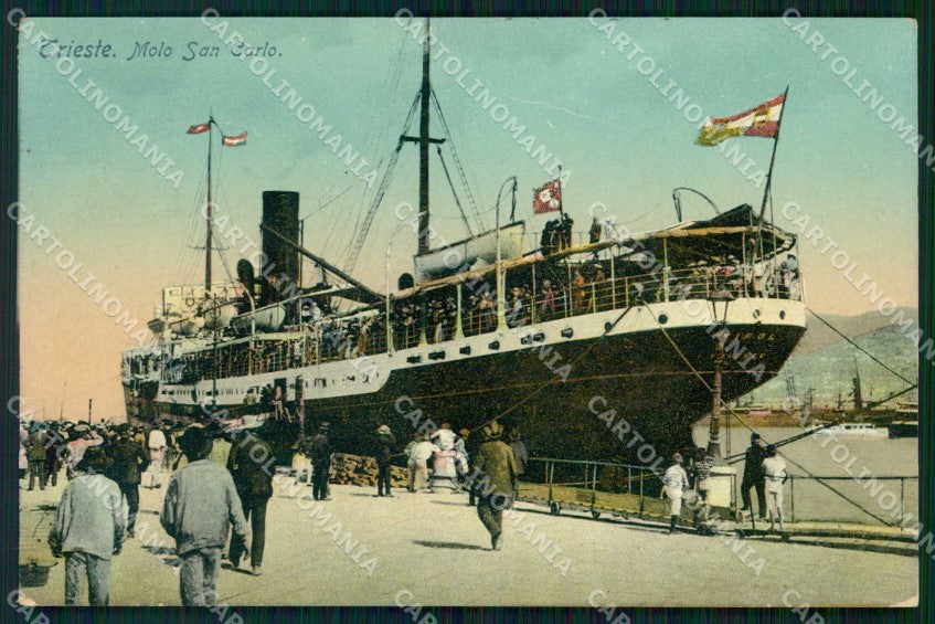 Trieste Città Molo San Carlo Piroscafo cartolina RT4858 – fronte