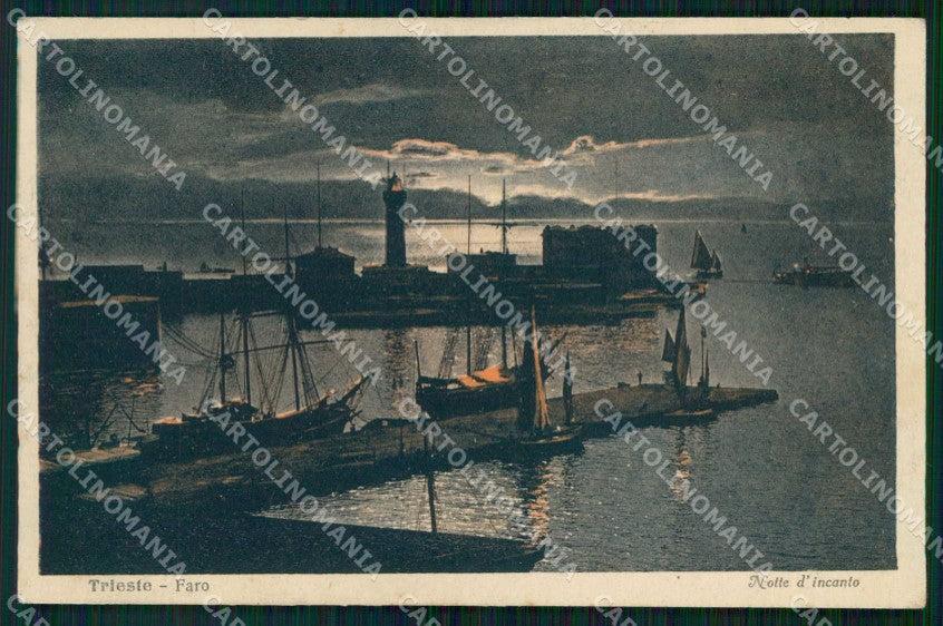 Trieste Città Faro Notte d'Incanto Alterocca 62785 cartolina RT4859 – fronte