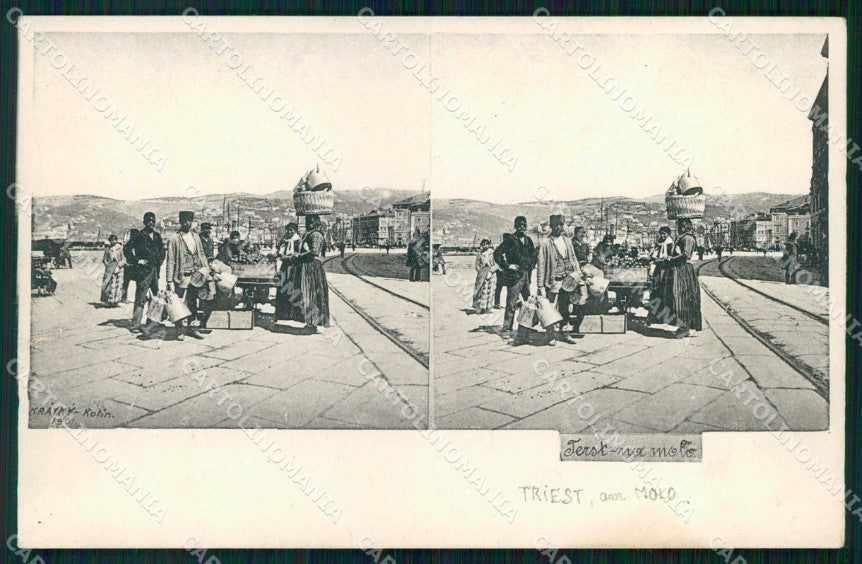 Trieste Città Molo Stereoview cartolina RT4861 – fronte