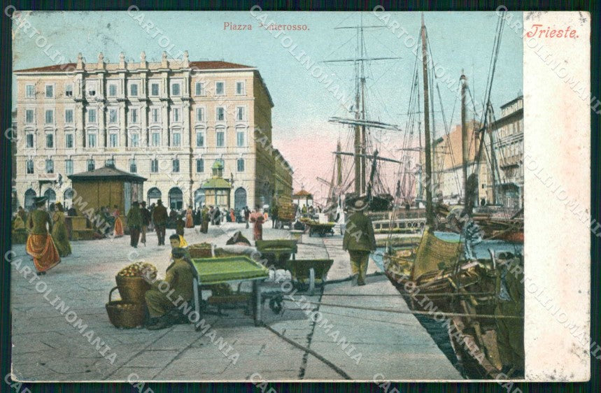 Trieste Città Piazza di Ponterosso Barche cartolina RT4866 – fronte