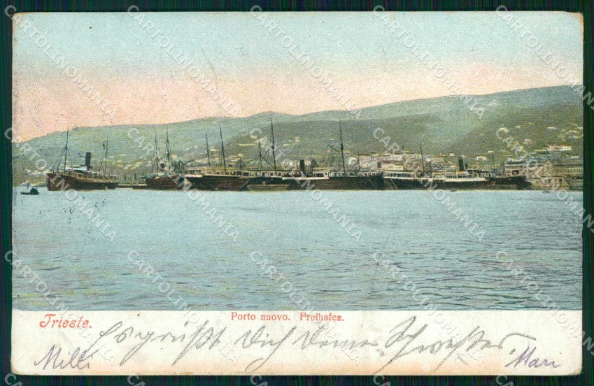 Trieste Città Porto Nuovo Barche cartolina RT4870 – fronte