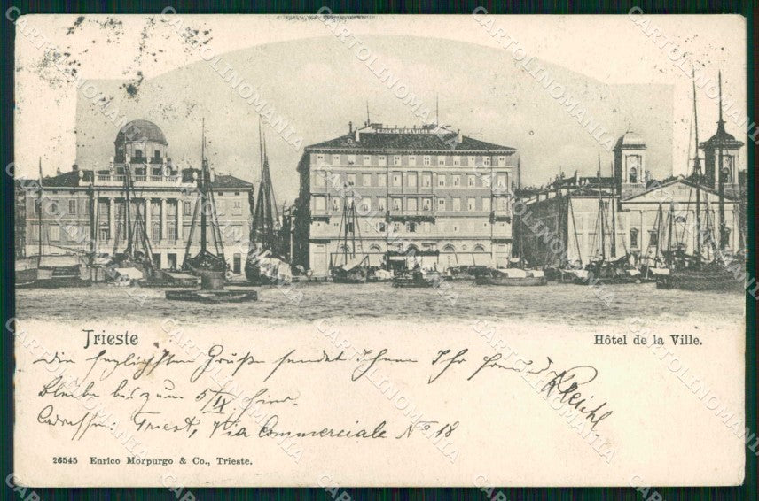 Trieste Città Hotel de la Ville Barche cartolina RT4880 – fronte