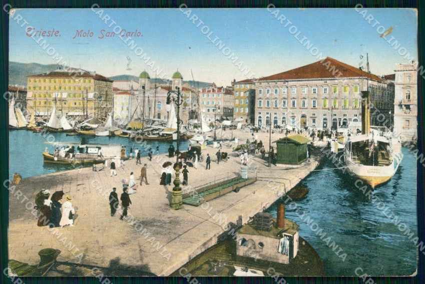 Trieste Città Molo San Carlo Barche cartolina RT4883 – fronte
