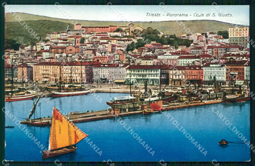 Trieste Città Colle San Giusto Barche cartolina RT4885 – fronte