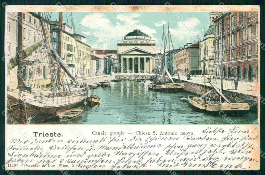 Trieste Città Canal Grande Barche Chiesa Sant'Antonio cartolina RT4899 – fronte