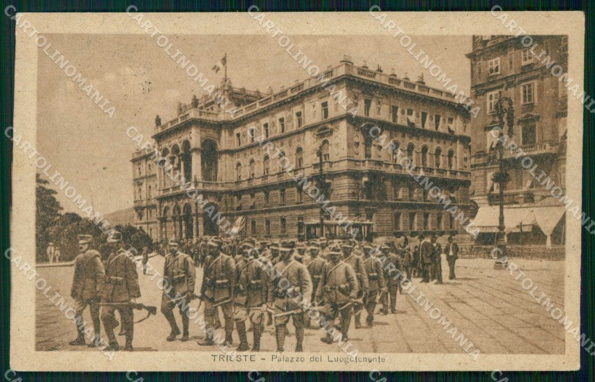 Trieste Città Palazzo del Luogotenente Tram Militari cartolina RT4907 – fronte